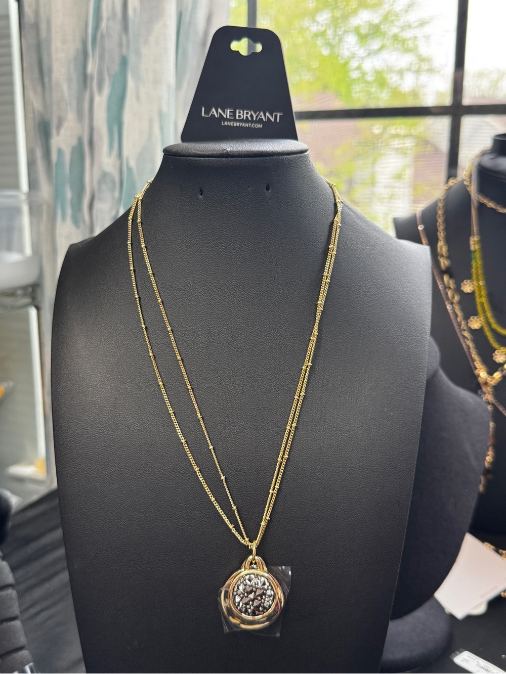 Lane Bryant Gold-Tone Layered Necklace with Circular Pendant - Picture 1 of 2